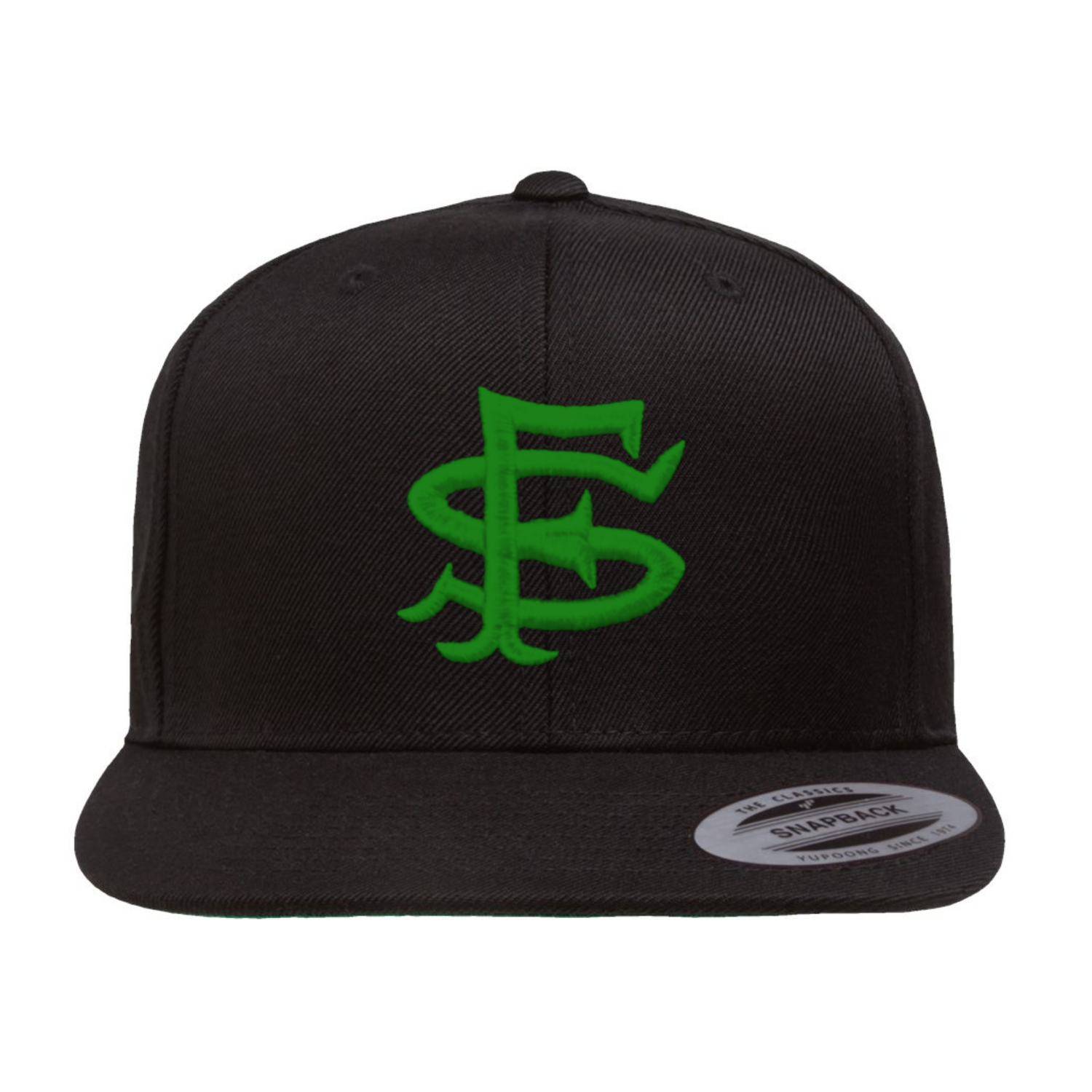 Black SF Seal Green Under Bill Snap Back